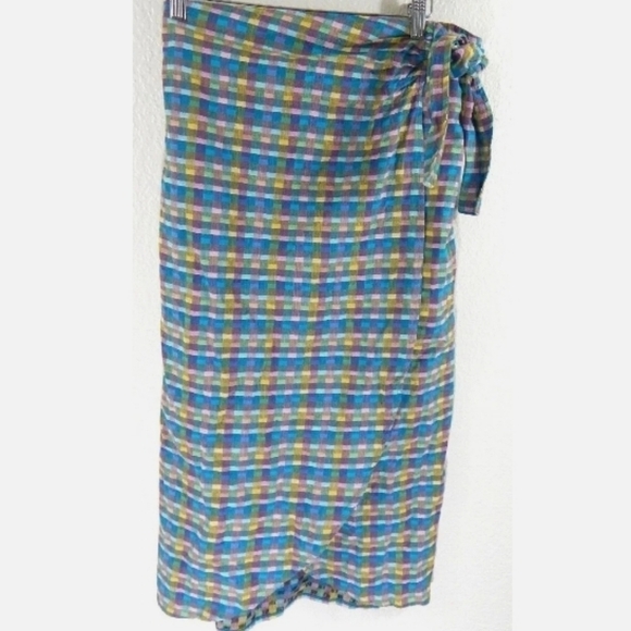 Lou & Grey Plaid Self Tie Wrap Skirt - Picture 1 of 4